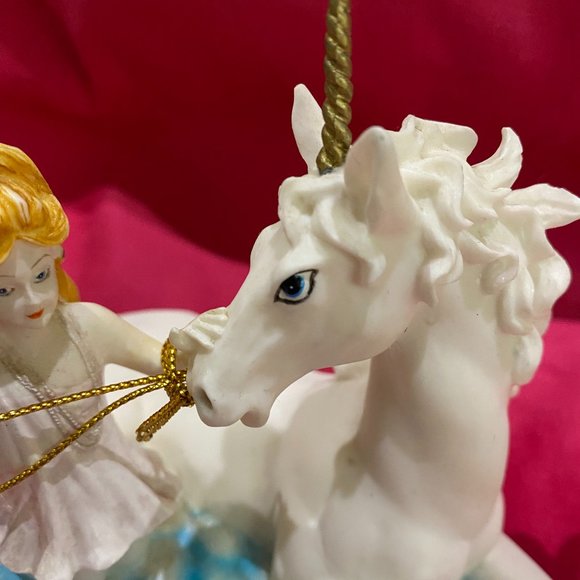 Pegasus Unicorn Statues figurines of a girl with a Unicorn of porcelain - Picture 3 of 9